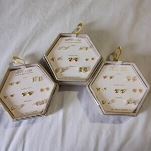14k Gold Plated NEW WITH BOX 3 Boxed Sets Earnings Minis DEVIN ROSE